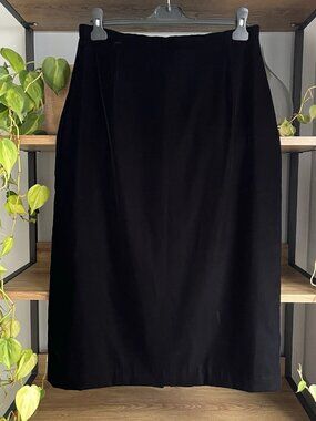 M&S St Michael Velvet Midi Skirt Vintage 16 / Fit 12 - 14 Black Pencil
